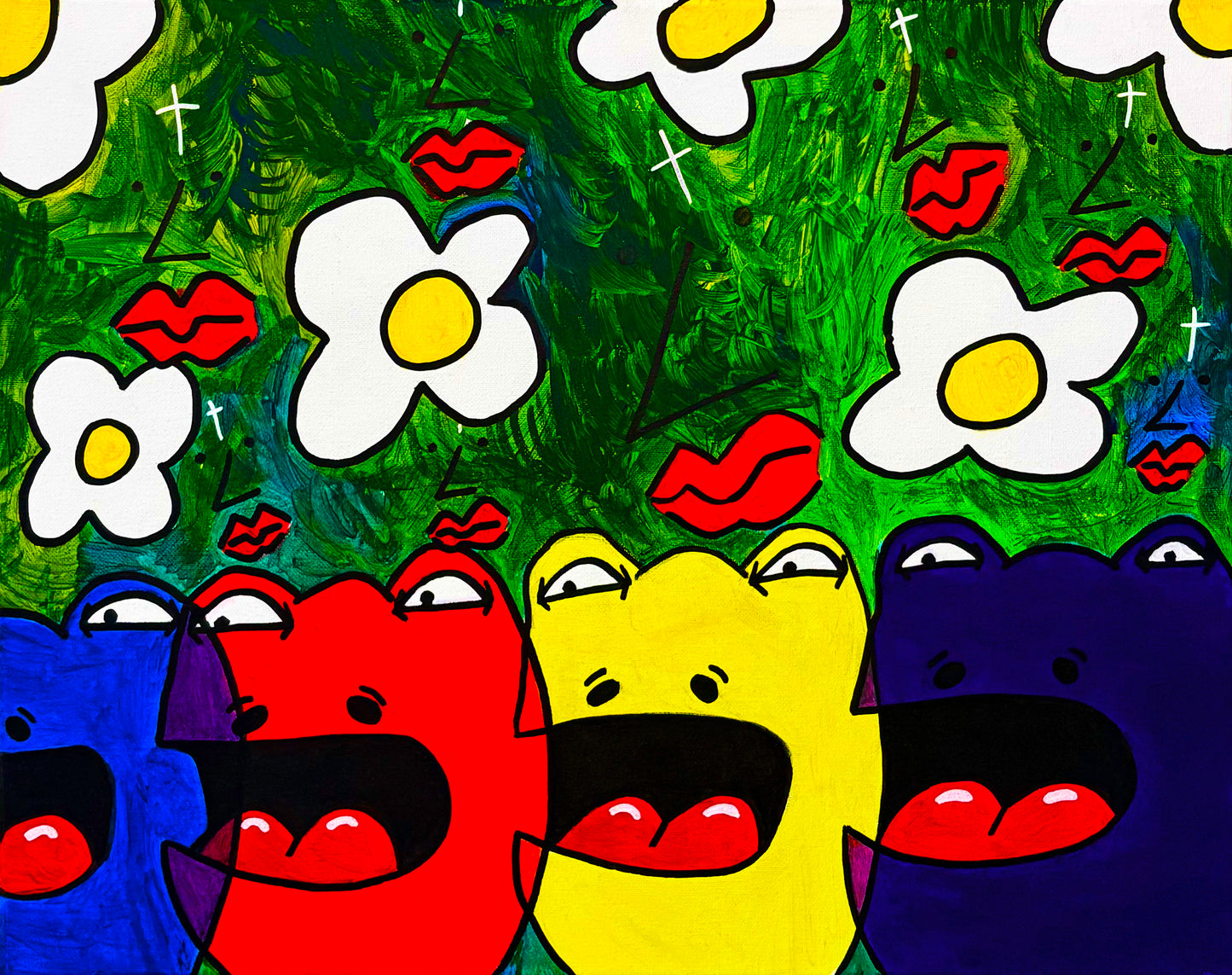 "Colorful Frogs" (Original Painting) 20" by 16" Acrylic Painting