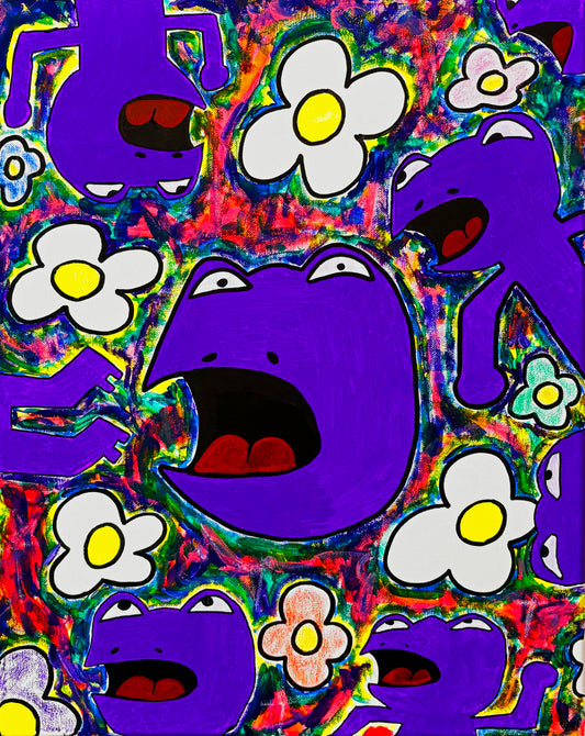 "Purple Frogs" (Original) 20" by 16" Acrylic Painting